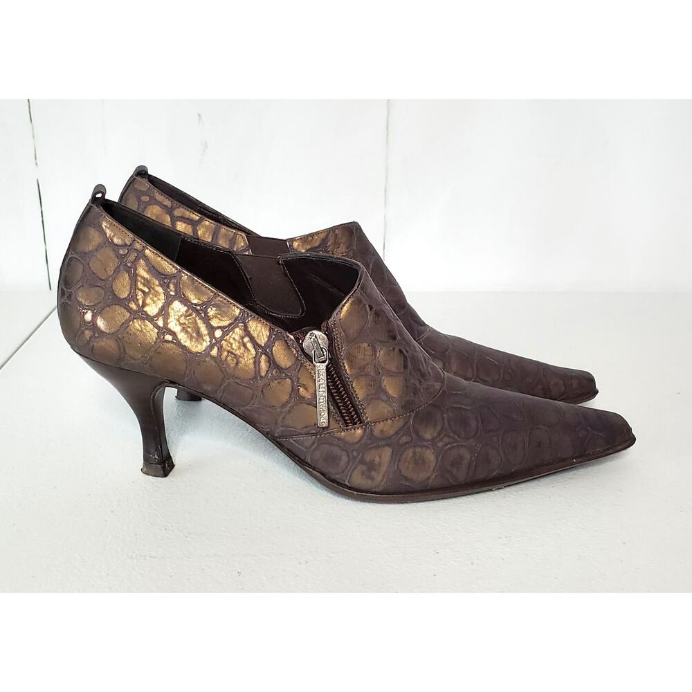 Donald J Pliner Lexi Crocodile Embossed Leather Zip Booties - Picture 2 of 10